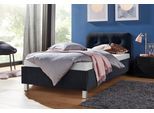 Polsterbett "Vulkan", schwarz, B:110cm L:210cm, Bezug Bett: Microfaser (100% Polyester) oder Strukturstoff (77% Polyester, 23% Viskose);Bonnell-Federkernmatratze: Mischgewebe (51% Polyprophlen, 39% Polyester, 10% Baumwolle);Kaltschaummatratze: (100% Polyester), Bezug abnehm- und waschbar bis 60C, WESTFALIA SCHLAFKOMFORT, Betten, Polsterbett, in diversen Ausführungen