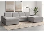 Wohnlandschaft SIT & MORE "Moreno U-Form, B: 309 cm", grau (hellgrau), B:309cm H:82cm T:171cm, 95% Polyester, 5% Polyamid, Sofas, Wohnlandschaft, mit Armteilverstellung, optional Bettfunktion