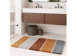 Badematte HOMIE LIVING "Rio Marina", terracotta, H:30mm, Polyester, Badematten, Badematte, flauschiger Badteppich, modern gestreift, waschbar, Badezimmerteppich