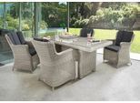 Garten-Essgruppe DESTINY "LUNA", weiß (vintage weiß), B:58cm H:87cm T:71cm, Polyrattan, Sitzmöbel-Sets, Garten-Essgruppe, Aluminium, Polyrattan