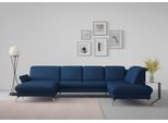Wohnlandschaft SIT & MORE "Fashion U-Form", blau, B:338cm H:84cm T:207cm, Sofas, Wohnlandschaft, wahlweise mit Kopfteilverstellung, Vorziehsitz, motorisch, Nickelfüße