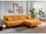 Ecksofa HOME AFFAIRE "Drago, elegant und zeitlos, komfortabel, Holzfuß, L-Form", gold, B:290cm H:81cm T:166cm, 100% Polyester, Sofas, Ecksofa, frei im Raum stellbar, inkl. 2 Zierkissen
