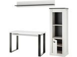 Schrank-Set HOME AFFAIRE "SHERWOOD", weiß (pinie weiß dekor), B:190cm H:200cm T:60cm, Kastenmöbel-Sets, Schrank-Set, Holz Dekor, mit Scheunentorbeschlag aus Metall, Breite ca. 190 cm