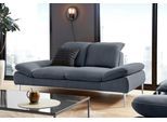 2,5-Sitzer W.SCHILLIG "enjoy&MORE", blau (marine r66), B:232cm H:87cm T:110cm, Chenille-Flachgewebe R66 (85% Polyester, 15% Nylon);Longlife Xtra-Leder Z59: Glattleder mit modischer Prägung. Hautstärke 0, 9 - 1, 1 mm;Stoff S37 (100% Polyester), Sofas, 2 5-Sitzer, mit Sitztiefenverstellung, Füße Chrom glänzend, Breite 232 cm