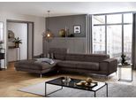 Ecksofa W.SCHILLIG "piedroo, Designsofa mit tollem Sitzkomfort, elegant und bequem, L-Form", braun (mocca s37), B:343cm H:70cm T:193cm, Stoff S37 (100% Polyester): Luxus-Microfaser in Lederoptik, Sofas, Ecksofa, Kopfteilverstellung, wahlweise mit Sitztiefenverstellung, Breite 343cm