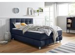 Boxspringbett HOME AFFAIRE "Salo XXL", blau, B:154cm L:231cm, Komplettbetten, Boxspringbett, in Samtoptik oder Struktur, 6 Breiten in Überlänge 220cm, 4 Härtegrade