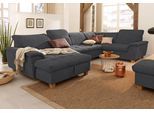 Wohnlandschaft HOME AFFAIRE "Lyla U-Form", grau (anthrazit), B:352cm H:81cm T:214cm, Feinstruktur weich (100% Polyester);Luxus-Microfaser Lederoptik (100% Polyester);Microfaser PRIMABELLE (100% Polyester), Sofas, Wohnlandschaft, wahlweise mit Rückenfunktion und zusätzlich mit Bett + Bettkasten