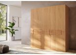 Kleiderschrank HOME AFFAIRE "Léopoldine aus Kernbuche, erhältlich in verschiedenen Breiten", transparent (braun), B:202cm H:223cm T:62cm, Massivholz, Schränke, Kleiderschrank, Massivholz-Kleiderschrank, im 50 cm Raster planbar