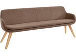 Essbank MUSTERRING "Tavia", braun (copper, eiche bianco), B:220cm H:87cm T:66cm, 100% PES, Sitzbänke, Essbank, Stativgestell aus Eiche bianco massiv, Breite 180, 200 oder 220 cm