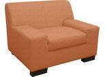 Sessel DOMO COLLECTION "Norma kubisch und zeitlos, komfortabel, flache Armlehnen", orange (terrakotta), B:110cm H:74cm T:85cm, NaturLEDER in Sitz und Rücken. Korpus in passendem Kunstleder SOFTLUX bezogen;Struktur (90%Polyester, 10% Acryl);Mosel Struktur (100% Polyester);Kunstleder SOFTLUX;Microfaser PRIMABELLE (100% Polyester), Sessel, Sessel