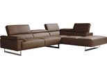 Ecksofa EGOITALIANO "Malika, elegant und bequem, Designsofa, L-Form", braun (chocolate), B:300cm H:94cm T:107cm, Leder »BULL« (echtes Rindsleder). Geschliffenes, pigmentiertes und behandeltes Rindsleder mit einer Dicke von 1, 3-1, 5 mm. Dieses Leder zeigt eine ziemlich weiche Hand mit einem halb undurchsichtigen Aussehen. Es handelt sich um ein geschütztes Leder. Eine leichte Deckschicht schützt s