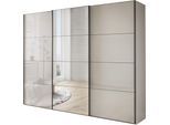 Schwebetürenschrank WIEMANN "Phoenix, Made in Germany, modernes Design, Highlight, Blickfang", champagner, dekor, B:279cm H:236cm T:67cm, Schränke, Schwebetürenschrank, maximaler Staurraum, inkl.Einlegeböden, Wäscheböden u. Dämpfer