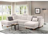 Wohnlandschaft HOME AFFAIRE "Palmera U-Form, B: 308 cm", beige (natur), B:308cm H:89cm T:212cm, 100% Polyester;Struktur (100% Polyester);Luxus-Microfaser in Lederoptik (100% Polyester), Sofas, Wohnlandschaft, optional Bettfunktion & Bettkasten, Federkern