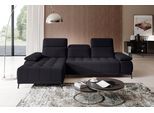 Ecksofa WERK2 "Focus-S, inkl. elektr. Sitzvorzug, manuelle Kopfteilverstellung", schwarz (anthrazit), B:277cm H:82cm T:177cm, 92% Polyester, 8% Nylon, Sofas, Ecksofa, elektr. Sitztiefenverstellung, flexible Kopfstützen, 12cm Füße, L-Form