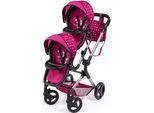Puppen-Zwillingsbuggy BAYER "Twin Neo", rot (fee bordeaux), Puppenwagen, KinderB:41,5cm H:81cm T:81,5cm, Kunststoff, Metall, Stoff, Puppen-Zwillingsbuggy, mit Wickeltasche, B:41,5cm H:81cm T:81,5cm