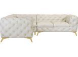 Chesterfield-Sofa HOME AFFAIRE "Ecksofa GLYNIS L-Form mit Wellenunterfederung, Maße B/T/H 264/204/75cm", beige, B:264cm H:75cm T:204cm, Struktur (100% Polyester);Samtoptik (100% Polyester), Sofas, Chesterfield-Sofa, aufwändige Knopfheftung, moderne Chesterfield Optik, Fußfarbe wählbar