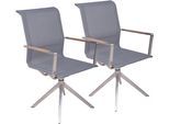 Drehstuhl GARDEN PLEASURE "SALIDA", grau (grau, grau, grau), B:63cm H:95cm T:54cm, Edelstahl, Kunststoff, Massivholz, Stühle, Drehstuhl, 2er Set