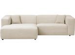 Polsterecke HOME AFFAIRE "BAKELS, Ecksofa-Set mit Hocker, L-Form mit Schlaffunktion", beige (hellbeige), B:267cm H:66cm T:163cm, Sofas, Polsterecke, Ecksofa-Set (incl. Hocker) im trendigen Megacord