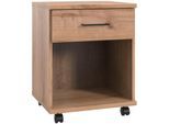 Rollcontainer WIMEX "Home Desk", braun (plankeneiche nachbildung), B:46cm H:58cm T:40cm, Holzwerkstoff, Rollwagen, Rollcontainer, mit 1 Schublade, 46cm breit, 58cm hoch