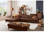 Ecksofa W.SCHILLIG "piedroo, Designsofa mit tollem Sitzkomfort, bequem und elegant, L-Form", braun (tabacco z69), B:343cm H:70cm T:193cm, Longlife Xtra-Leder Z69: Das feinnarbige, gedeckte Softleder Z69 besticht durch seine außergewöhnliche Weichheit im trendigen »Vintage-Look«, Hautstärke 0, 9 - 1, 1 mm, Sofas, Ecksofa, Kopfteilverstellung, wahlweise mit Sitztiefenverstellung, Breite 343cm