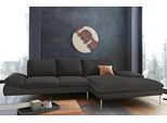 Ecksofa W.SCHILLIG "enjoy&MORE, Designsofa, bequem, zeitlos und elegant, L-Form", grau (anthrazit r66), B:340cm H:87cm T:185cm, Chenille-Flachgewebe R66 (85% Polyester, 15% Nylon);Longlife Xtra-Leder Z59: Glattleder mit modischer Prägung. Hautstärke 0, 9 - 1, 1 mm;Stoff S37 (100% Polyester), Sofas, Ecksofa, mit Sitztiefenverstellung, Füße silber matt, Breite 340 cm