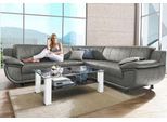 Ecksofa TRENDMANUFAKTUR "Rondo wahlweise mit Schlaffunktion, 267x247 cm (BxT), breite Armlehnen", beige (beige, braun), B:267cm H:85cm T:247cm, Kunstleder SOFTLUX;Microfaser PRIMABELLE (100% Polyester);NaturLEDER (echtes Rindsleder);Struktur (54% Polyacryl, 46% Polyester), Sofas, Ecksofa, L-Form, wahlweise mit Federkern bestellbar, Füße schwarz