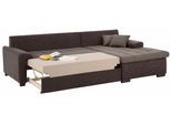 Ecksofa HOME AFFAIRE "Föhr L-Form", braun (mittelbraun), B:247cm H:75cm T:155cm, 100% Polyester Luxus-Microfaser/Struktur;100% Polyester PRIMABELLE/Webstoff;100% Polyester Melrose/Struktur grob, Sofas, Ecksofa, wahlweise mit Bettfunktion