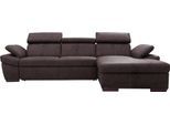 Ecksofa EXXPO - SOFA FASHION "Salerno, Funktionssofa, Breite 280cm, hoher Sitzkomfort, L-Form", braun (dunkelbraun), B:280cm H:77cm T:170cm, Microfaser-Primabelle (100% Polyester);NaturLEDER;Kunstleder;Lederfaserstoff;Luxus-Microfaser Lederoptik, Sofas, Ecksofa, inkl. Kopf- und Armteilverstellung, wahlweise mit Bettfunktion