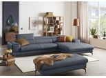 Ecksofa W.SCHILLIG "piedroo, Designsofa mit tollem Sitzkomfort, bequem und elegant, L-Form", blau (blau z69), B:343cm H:70cm T:193cm, Longlife Xtra-Leder Z69: Das feinnarbige, gedeckte Softleder Z69 besticht durch seine außergewöhnliche Weichheit im trendigen »Vintage-Look«, Hautstärke 0, 9 - 1, 1 mm, Sofas, Ecksofa, Kopfteilverstellung, wahlweise mit Sitztiefenverstellung, Breite 343cm