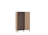 Highboard HOME AFFAIRE "Mayenne Sideboard, Stauraumschrank, Anrichte, Hochschrank, Breite 93cm", artisan eiche stripes, B:93cm H:137,5cm T:40cm, Holzwerkstoff, MDF, Sideboards, Highboard, Holztür mit Rillen-Optik, Glastür, Modernes Design