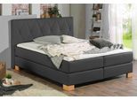 Boxspringbett HOME AFFAIRE "Merino", grau (anthrazit), B:188cm L:211cm, Struktur fein (100% Polyester), Komplettbetten, Boxspringbett, incl. Kaltschaumtopper, 5, Breiten, 2 Härtegrade, 3 Ausführungen