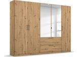 Drehtürenschrank OTTO HOME "Kleiderschrank Schrank Garderobe Wäscheschrank CHALLENGER", braun (eiche artisan), B:226cm H:197cm T:54cm, Holzwerkstoff, Schränke, Drehtürenschrank, mit Spiegeltüren und geräumigen Schubladen MADE IN GERMANY