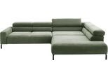 Ecksofa HOME AFFAIRE "Antonelli, L-Form, inkl. Kopfteilverstellung, Breite 312 cm", grün (oliv), B:312cm H:71cm T:219cm, 95% Polyester, 5% Nylon, Sofas, Ecksofa, mit elektrischer Sitztiefenverstellung, in Cord, oliv