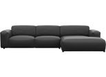 Ecksofa FLEXLUX "Lucera bequem und komfortabel durch hochwertigen Sitzaufbau, L-Form", schwarz (deep schwarz), B:319cm H:73cm T:171cm, 100% Echteder, Sofas, Ecksofa, modern & anschmiegsam, Kaltschaum, Stahl-Wellenunterfederung