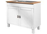 Spülenschrank HOME AFFAIRE "Oslo", gelb (cremefarben, honigfarben), B:100cm H:85cm T:50cm, Massivholz, Schränke, Spülenschrank, 100 cm breit, in 2 Tiefen, inklusive Einbauspüle aus Edelstahl