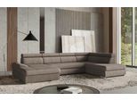 Wohnlandschaft SIT & MORE "U-Form", braun (schlamm), B:345cm H:79cm T:213cm, 100% Polyester, Sofas, Wohnlandschaft, mit verstellbaren Kopfteilen, wahlweise mit Bettfunktion