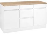 Unterschrank OPTIFIT "Roth", grau (weiß, weiß, wildeichefarben), B:150cm H:88cm T:60cm, Schränke, Unterschrank, Breite 150 cm