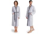 Unisex-Bademantel MÖVE "Superwuschel Kimono mit Blende" Gr. L, silber (silber, stone), L:125cm, Walkfrottier, Hausmäntel, Unisex-Bademantel, ideal für Sauna & Spa, Hotelbademantel