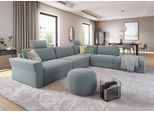 Ecksofa SIT & MORE "Cadabra L-Form", blau (aqua), B:356cm H:80cm T:292cm, Samtoptik (100% Polyester);Soft clean (98% Polyester, 2% Polyamid);Struktur fein (100% Polyester), Sofas, Ecksofa, Breite 356 cm, mit Sitztiefenverstellung