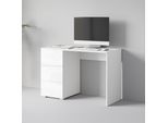 Schreibtisch HOME AFFAIRE "Vera, Computertisch mit LED-Beleuchtung", weiß (weiß, weiß hochglanz, weiß, weiß), B:110cm H:71,9cm T:50cm, Tische, Schreibtisch, Moderner Schreibtisch, Push-to-Open, 3 Schubladen, B 110 oder 150 cm