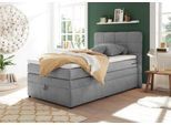 Boxspringbett ED EXCITING DESIGN "Tacoma", grau (hellgrau soro 90 light grau), B:136cm L:212cm, Komplettbetten, Boxspringbett, inkl. Bettkasten und Topper