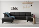 Wohnlandschaft SIT & MORE "Sinatra U-Form", schwarz, B:326cm H:85cm T:220cm, 98% Polyester, 2% Polyamid, Sofas, Wohnlandschaft, optional mit Kopfteilverstellung und Armteilfunktion, Metallfüße