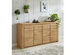 Sideboard OTTO HOME "Burani", braun (eiche teilmassiv), B:164cm H:80cm T:35cm, FSC-zertifiziertes teilmassives Holz, Sideboards, Sideboard, grifflose Optik
