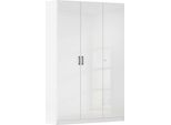 Mehrzweckschrank RAUCH "Garderobe Kleiderschrank Schrank Schuhschrank Putzschrank MINOSA", alpinweiß, hochglanz weiß, griffe graumetallic, B:136cm H:210cm T:41cm, Holzwerkstoff, Schränke, Mehrzweckschrank, In 4 Breiten mit vielen Einlegeböden für viel Stauraum MADE IN GERMANY