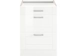 Auszugsunterschrank KOCHSTATION "KS-Tinnum", weiß, B:60cm H:82cm T:60cm, Holzwerkstoff, Schränke, Auszugsunterschrank, 60 cm breit, MDF-Fronten, Metallgriff, 1 Schubkasten, 2 Auszüge
