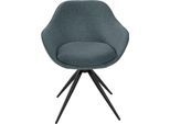 Drehstuhl K+W KOMFORT & WOHNEN "ZOOM", grün (petrol 51), B:60cm H:83cm T:57cm, Stühle, Drehstuhl, 4-Fuß Drehstuhl mit Gestell aus Metall schwarz Struktur