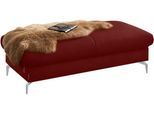 Polsterhocker W.SCHILLIG "piedroo, Designsofa mit tollem Sitzkomfort, bequem, L-Form", rot (ruby rot z59), B:141cm H:42cm T:70cm, Longlife Xtra-Leder Z59: Glattleder mit modischer Prägung. Hautstärke 0, 9 - 1, 1 mm, Hocker, Polsterhocker, Füße in Silber matt