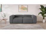 Big-Sofa S.OLIVER "EMMERIK Designersofa, 3-Sitzer mit Wellenfederung, B/T/H: 242/98/73 cm", grau (anthrazit), B:242,5cm H:73cm T:98cm, 100% Polyester, Sofas, Big-Sofa, hoher Sitzkomfort, gemütlich und modern, auch in Cord
