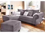 Ecksofa HOME AFFAIRE "King George King Henry, Mega Sofa, Breite 260cm, L-Form", grau (anthrazit), B:260cm H:90cm T:190cm, Samtcord »Ribbon« (88% Polyester 12% Polyacryl);Luxus-Microfaser (100% Polyester), Sofas, Ecksofa, mit Federkern, in legerer Polsterung und vielen Kissen