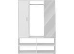 Kompaktgarderobe FMD "Auma", weiß, B:105cm H:151,2cm T:39,7cm, Holzwerkstoff, Schränke, Kompaktgarderobe, Breite 105 cm